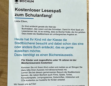 Besuch der ersten Klassen in der Stadtbibliothek Bochum