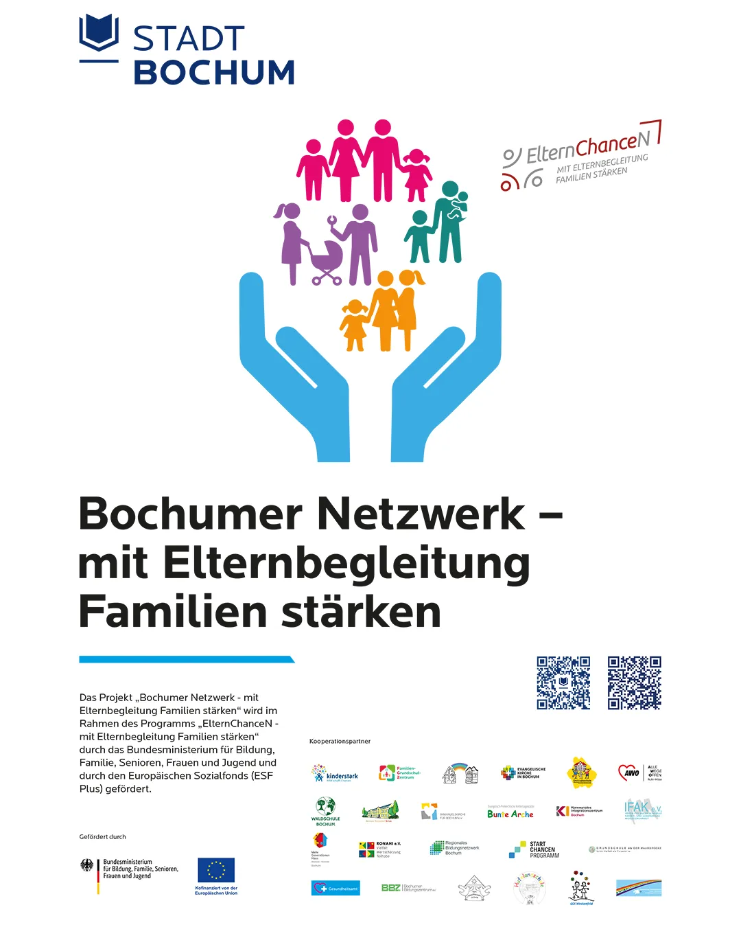 Plakat Elternchancen Bochumer Netzwerk - mit Elternbegleitung Familien stärken
